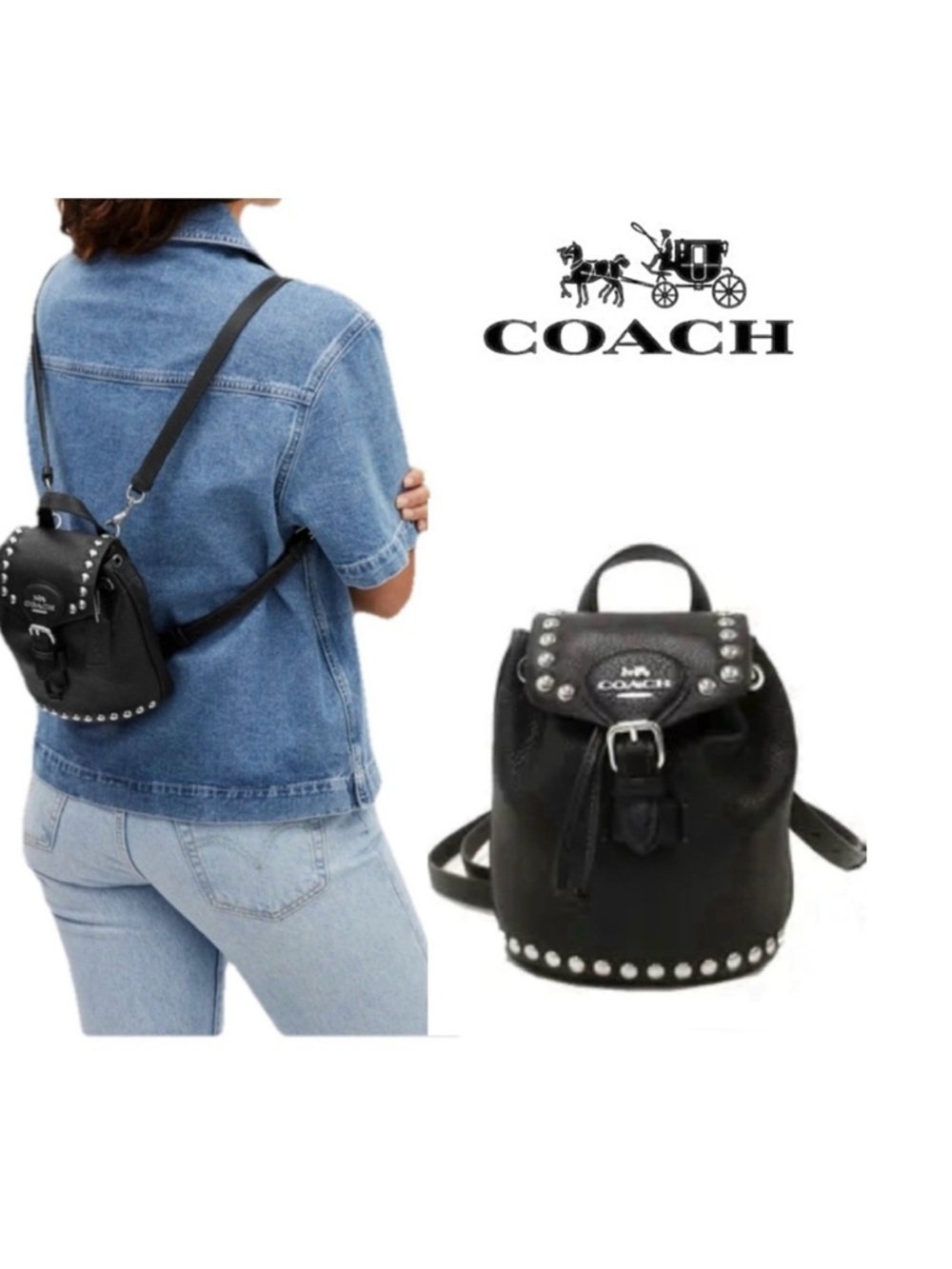 🖤Coach Amelia Leather Backpack with Rivets CMO41 🖤🦌 MSRP $450